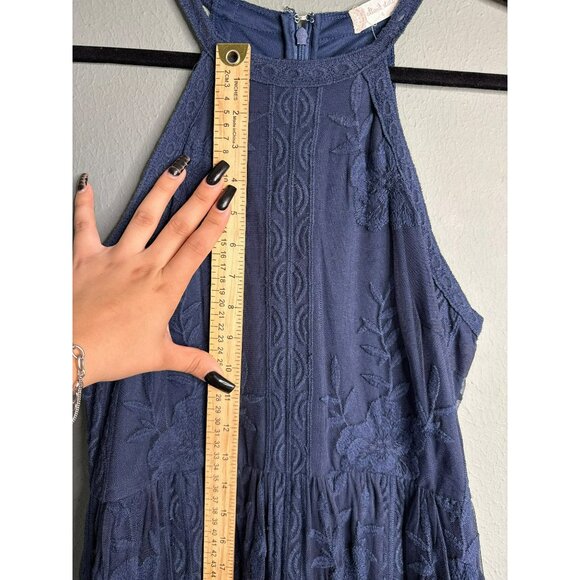 Altar'd State Women's Large Navy Maxi Sleeveless Halter Fully Lined Lace Dress - Picture 8 of 8